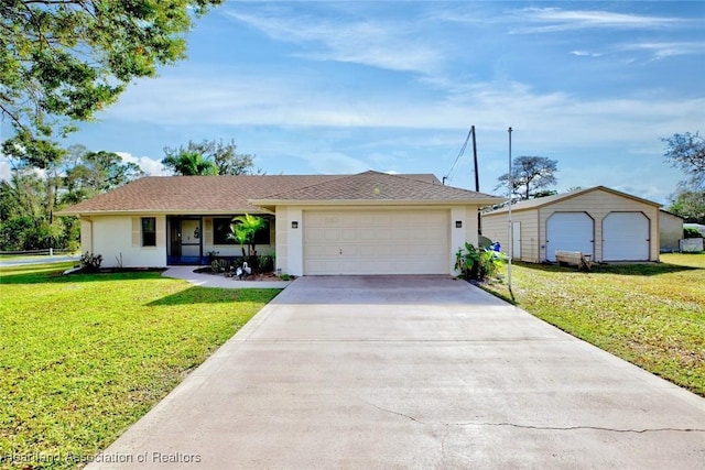 ranch-style house featuring a front yard