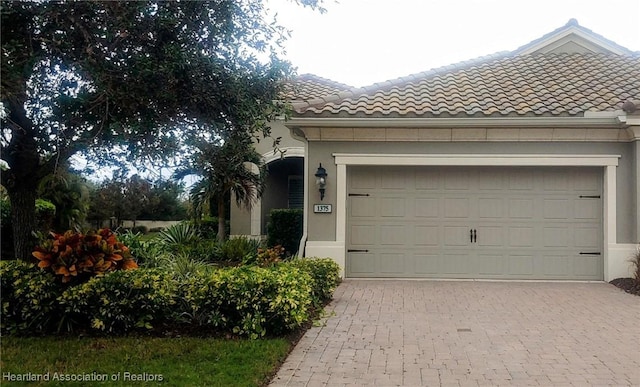 exterior space with a garage