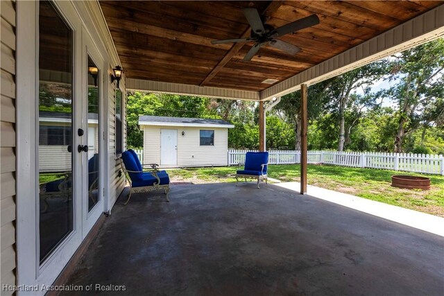 1090 Knollwood Cir, Wauchula, FL 33873 - view of patio / terrace with ceiling fan and a storage unit