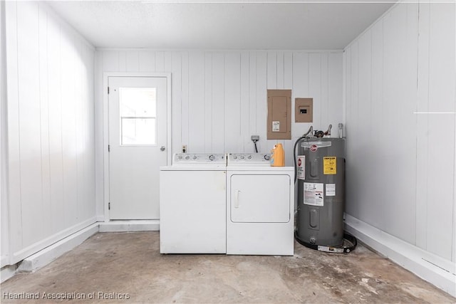 1090 Knollwood Cir, Wauchula, FL 33873 - laundry area with washing machine and dryer, water heater, and electric panel