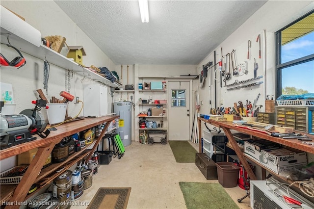 storage room featuring electric water heater