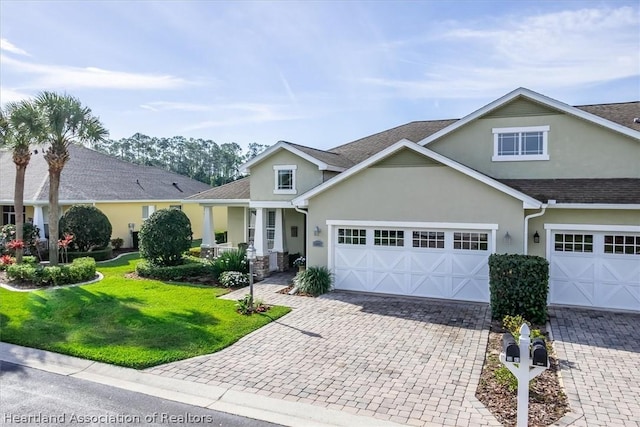 view of front of property with a front lawn