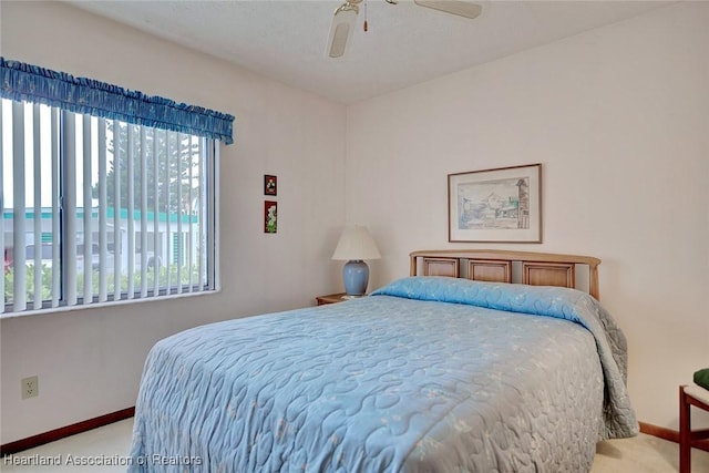 bedroom featuring carpet and ceiling fan