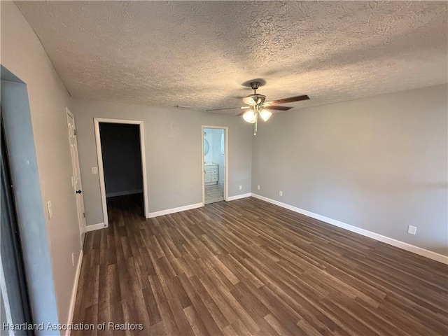 4329 Elson Ave, Sebring, FL 33875 - unfurnished room featuring ceiling fan, a textured ceiling, dark wood-type flooring, and baseboards