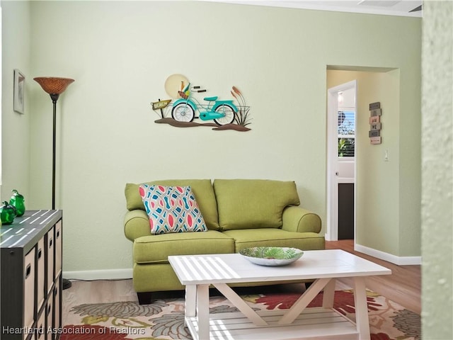 living room featuring light wood-type flooring