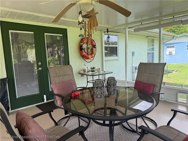 1502 Paper Birch St, Lake Placid, FL 33852 - sunroom / solarium featuring french doors, ceiling fan, and outdoor dining space