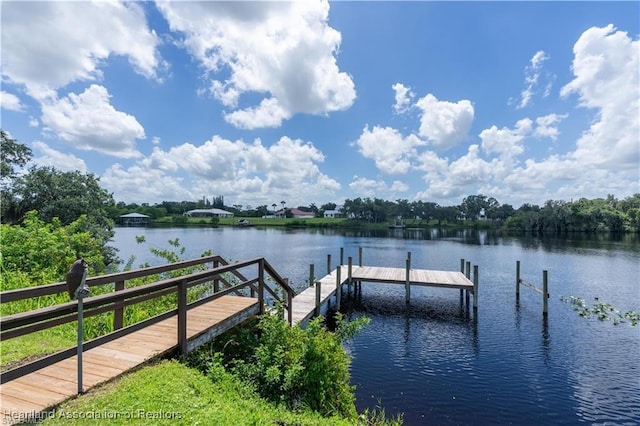 view of dock featuring a water view