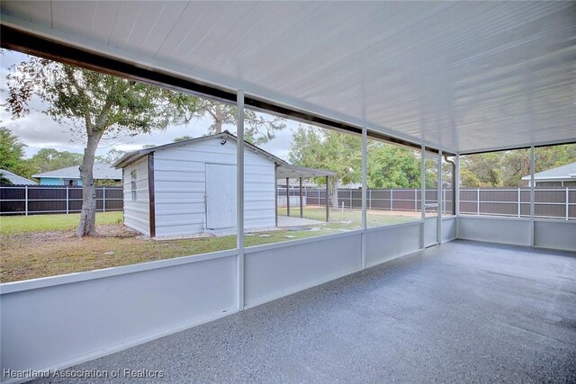 view of unfurnished sunroom