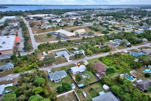 bird's eye view featuring a water view