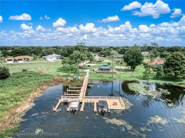 dock area with a water view