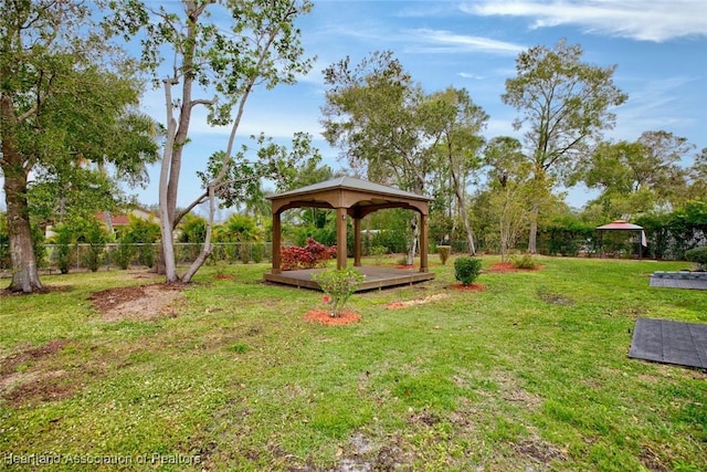 view of yard with a gazebo