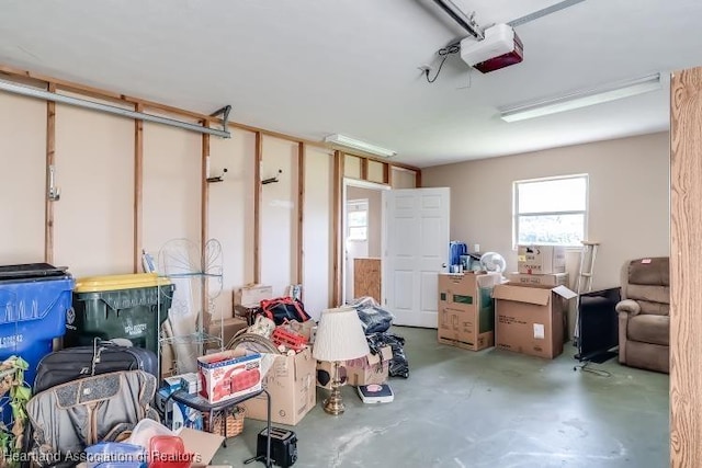 garage with a garage door opener