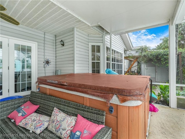 1494 Wilde St, Avon Park, FL 33825 - wooden terrace featuring a hot tub and french doors