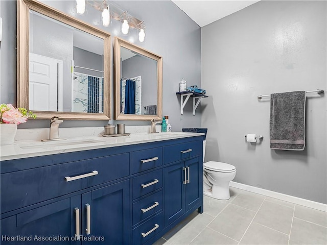 1494 Wilde St, Avon Park, FL 33825 - bathroom featuring double vanity, tile patterned floors, and a shower with curtain