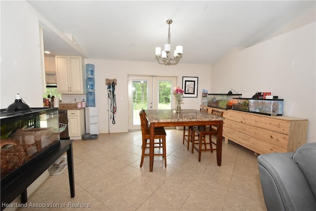 259 Condor Ave, Sebring, FL 33870 - dining area with a chandelier, french doors, and light tile patterned floors