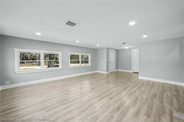 interior space with light hardwood / wood-style flooring