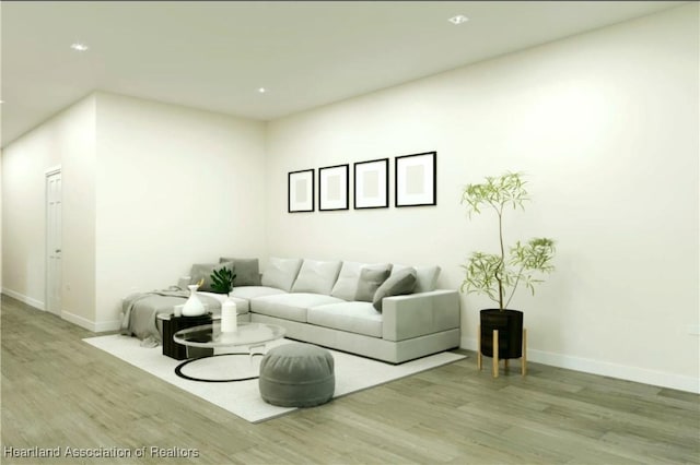living room featuring light wood-type flooring
