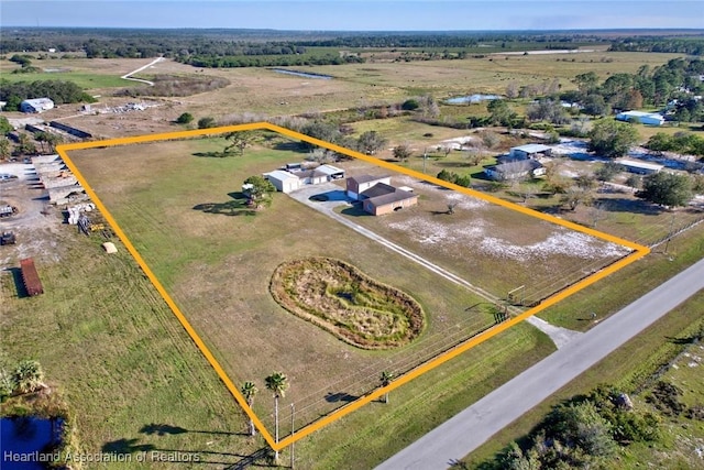 aerial view featuring a rural view