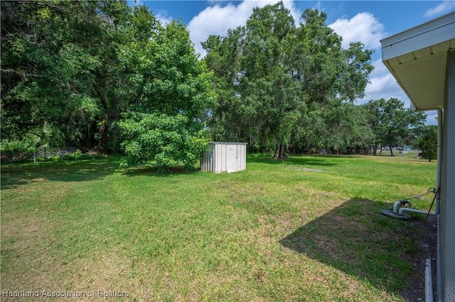 view of yard with a shed