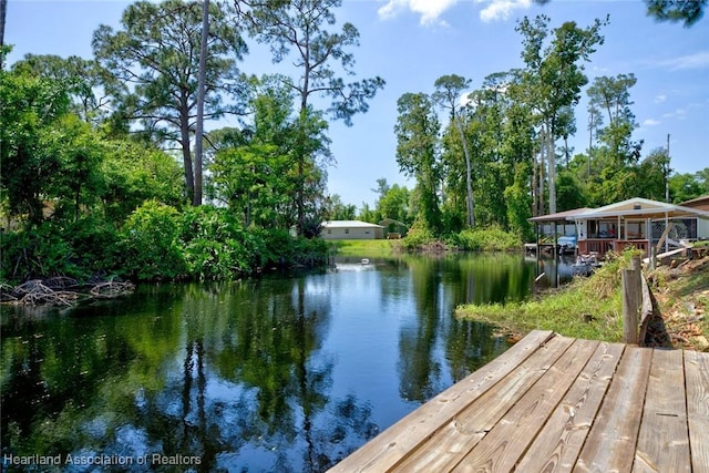 view of dock featuring a water view