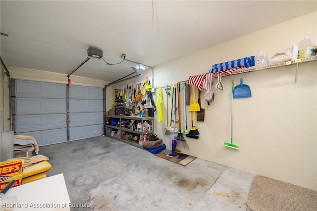 garage with a garage door opener