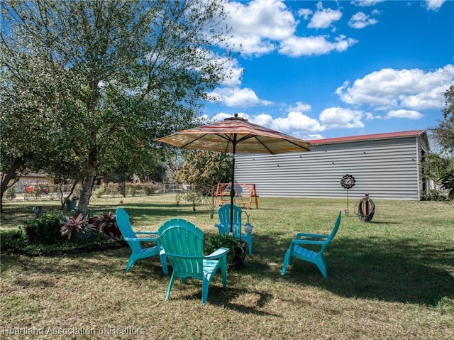 view of play area with a lawn