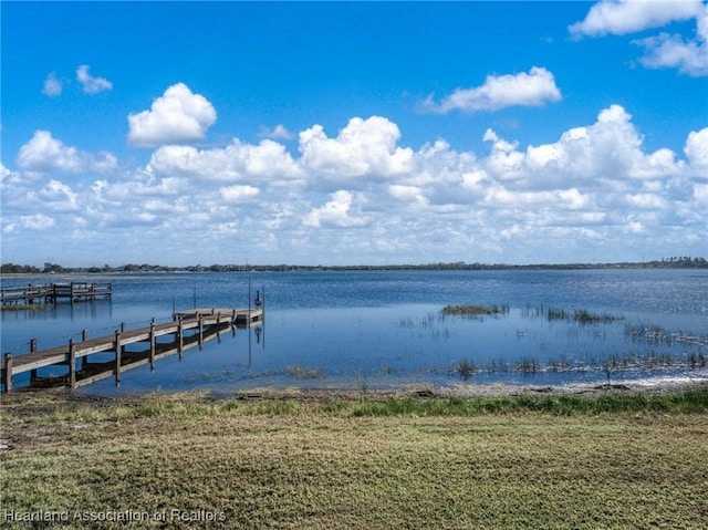 view of dock featuring a water view