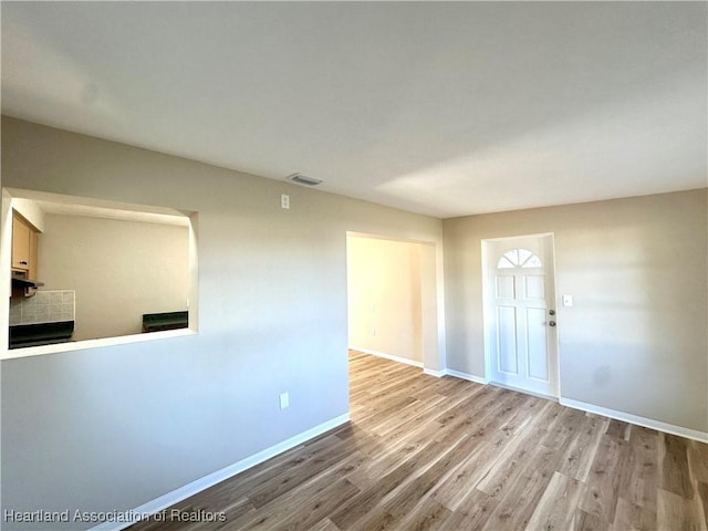 interior space with light hardwood / wood-style flooring