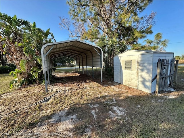 view of parking / parking lot featuring a carport