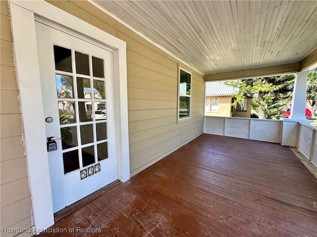 wooden deck with covered porch