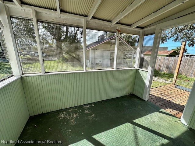 view of unfurnished sunroom