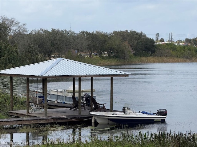 view of dock featuring a water view