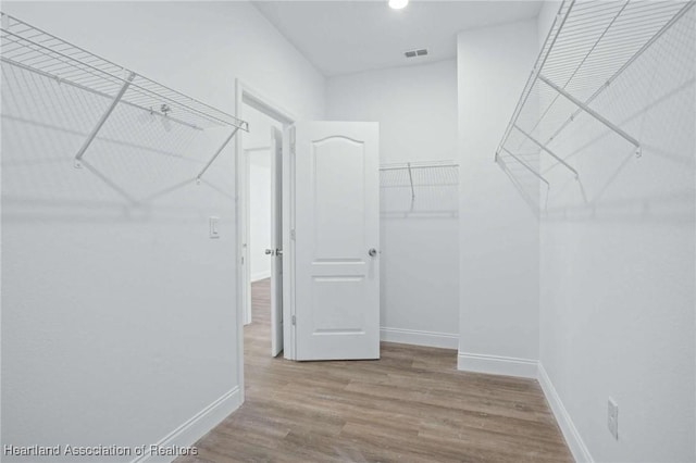 spacious closet featuring wood-type flooring