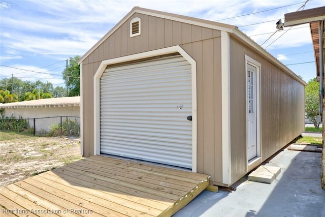 view of outdoor structure with a garage