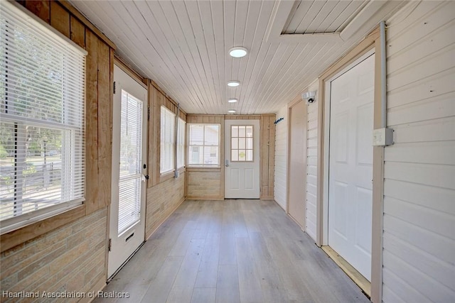 interior space featuring wooden ceiling