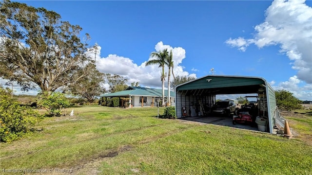 view of yard featuring a carport