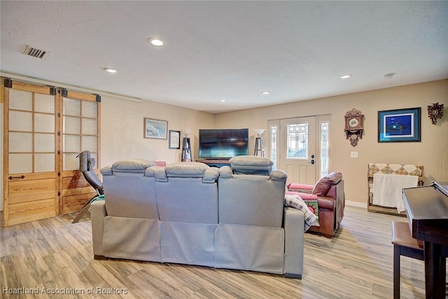 living room with light wood-type flooring