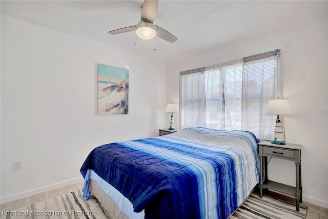 bedroom featuring ceiling fan