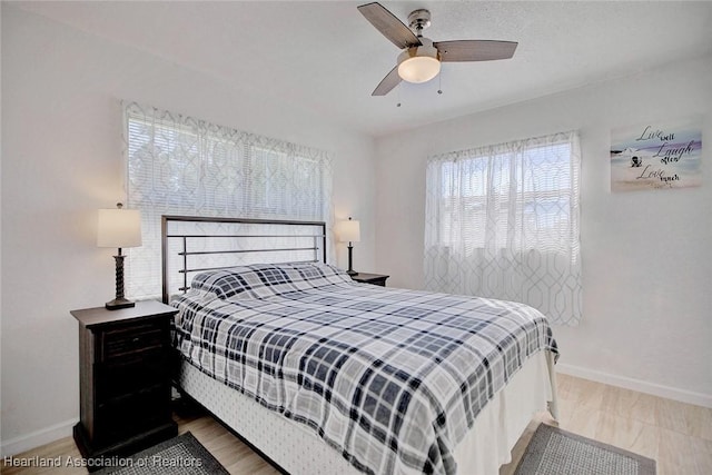 bedroom featuring ceiling fan