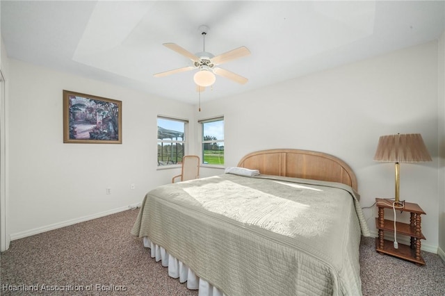 bedroom with carpet flooring and ceiling fan