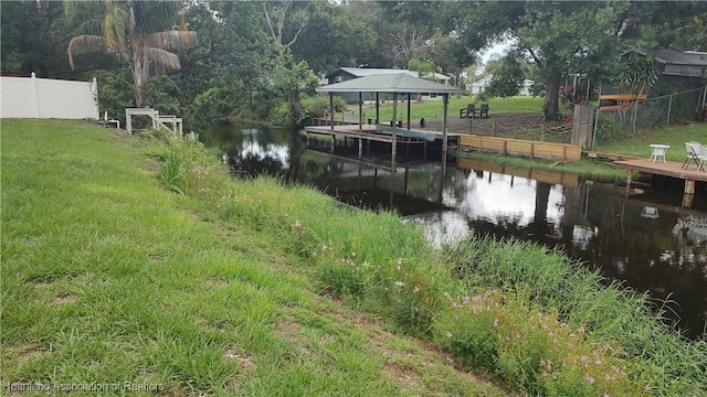 1725 Amber Ln, Lake Placid, FL 33852 - dock area featuring a water view and a gazebo