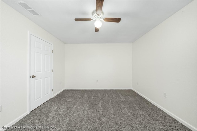 carpeted empty room with ceiling fan