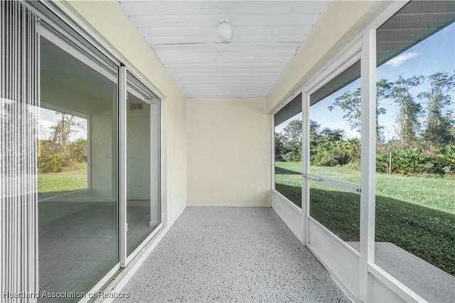 view of unfurnished sunroom