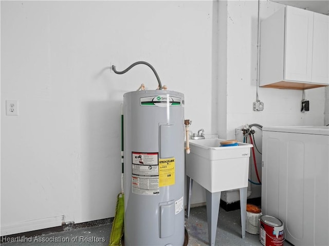 utilities featuring washer / dryer and electric water heater