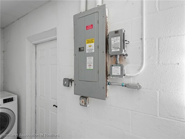 utility room featuring washer / dryer and electric panel