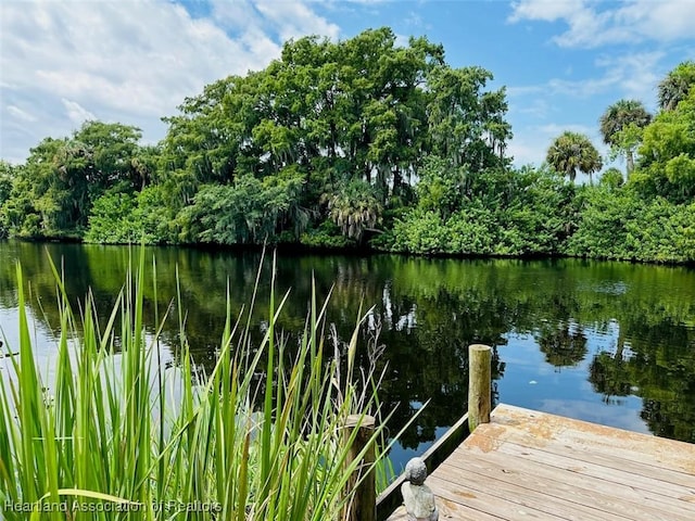 view of dock featuring a water view