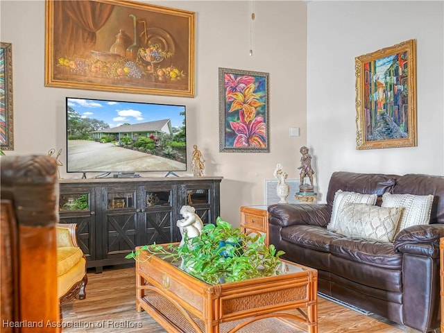 living area featuring wood finished floors