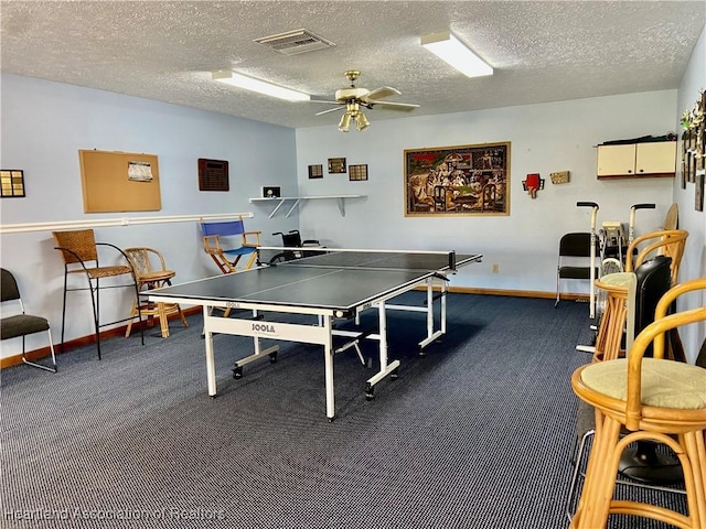 4869 Casablanca Cir Unit G22, Sebring, FL 33870 - rec room featuring carpet, ceiling fan, and a textured ceiling