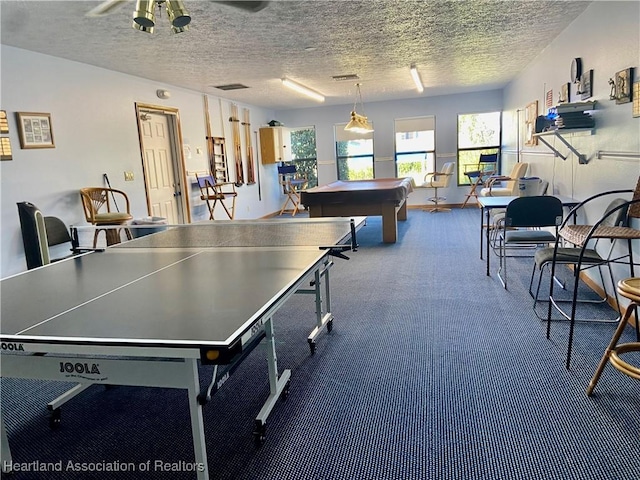 4869 Casablanca Cir Unit G22, Sebring, FL 33870 - recreation room with a textured ceiling, carpet, and billiards