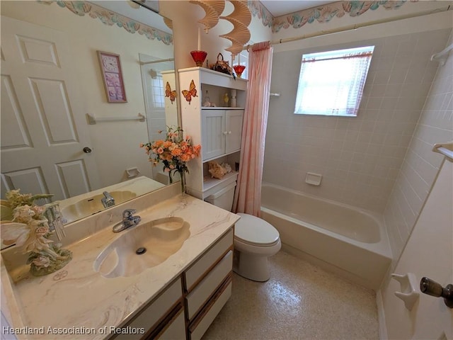 4225 Mandarin Rd, Sebring, FL 33875 - bathroom featuring toilet, shower / bath combo with shower curtain, and vanity